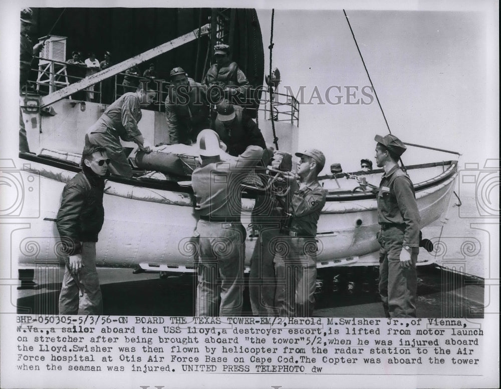 1956 harold Swisher Jr, sailor of USS Lloyd after injury on ship - Historic Images
