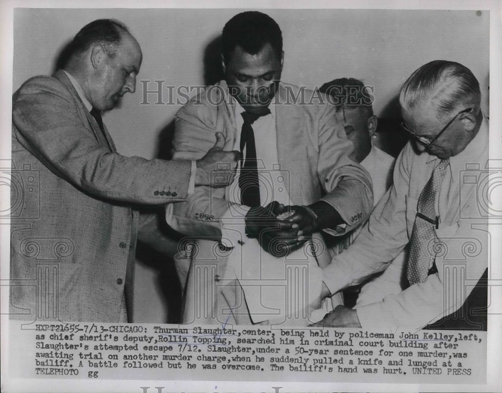 1954 Press Photo Thurman Slaughter in custody of Chicago police - Historic Images