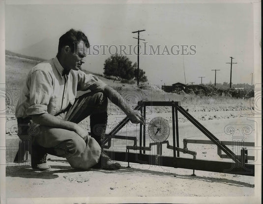 1938 Press Photo CN Wilczek Engineering Assistant California Division Highway - Historic Images