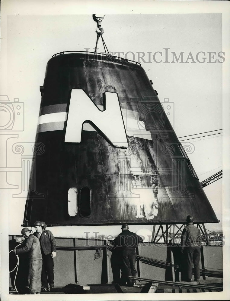 1959 Press Photo S.S. Princess Sophie, largest tanker Smokestack ever built - Historic Images