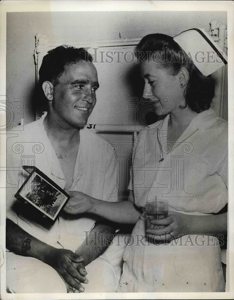 1942 Seaman Jules Souza &amp; nurse Cordella Ditto in Canal zone hosp. - Historic Images