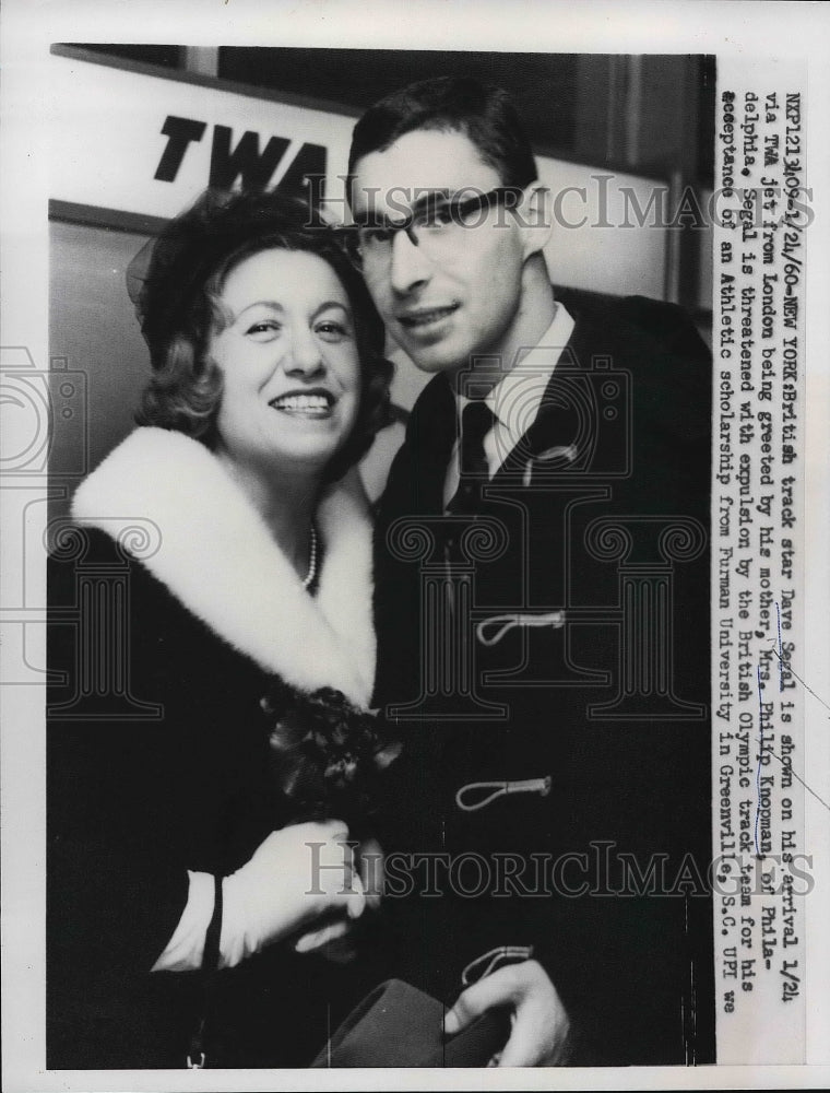 1960 British track star Dave Segal &amp; mom Mrs P Knopman in NYC - Historic Images