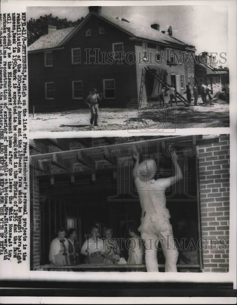 1954 Gettysburg, Pa. rehab of Pres. Eisenhower's farm house - Historic Images