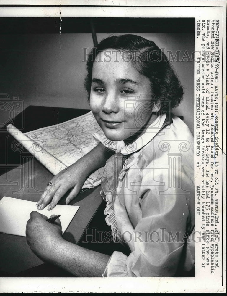 1959 Press Photo Rosanne Stalder Needs Pint Blood Every 12 Hours - nea96287 - Historic Images