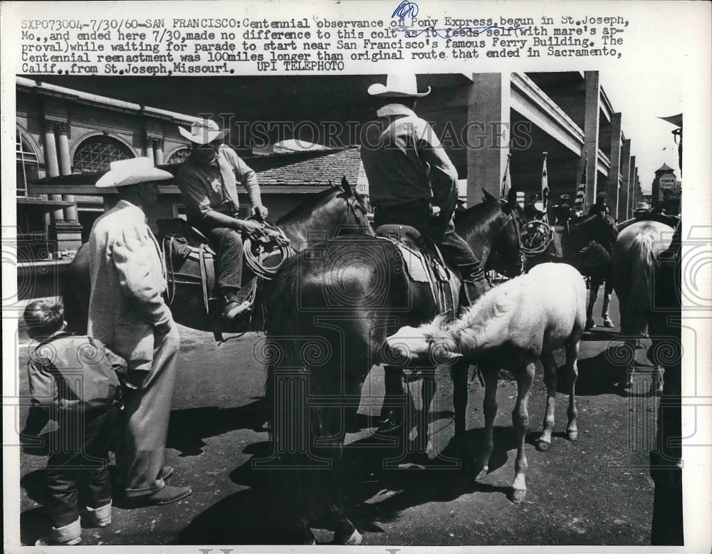 1960 Press Photo Centennial Observance of Pony Express Parade San Francisco - Historic Images