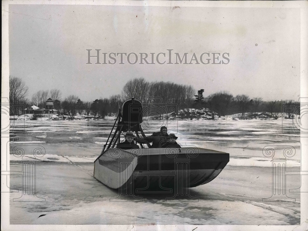 1938 FJ Martin &amp; Sec. WG Mitchell on a ice boat in Canada - Historic Images