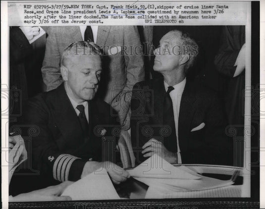 1959 Press Photo Captain Frank Siwik Skipper of Santa Ross - Historic Images