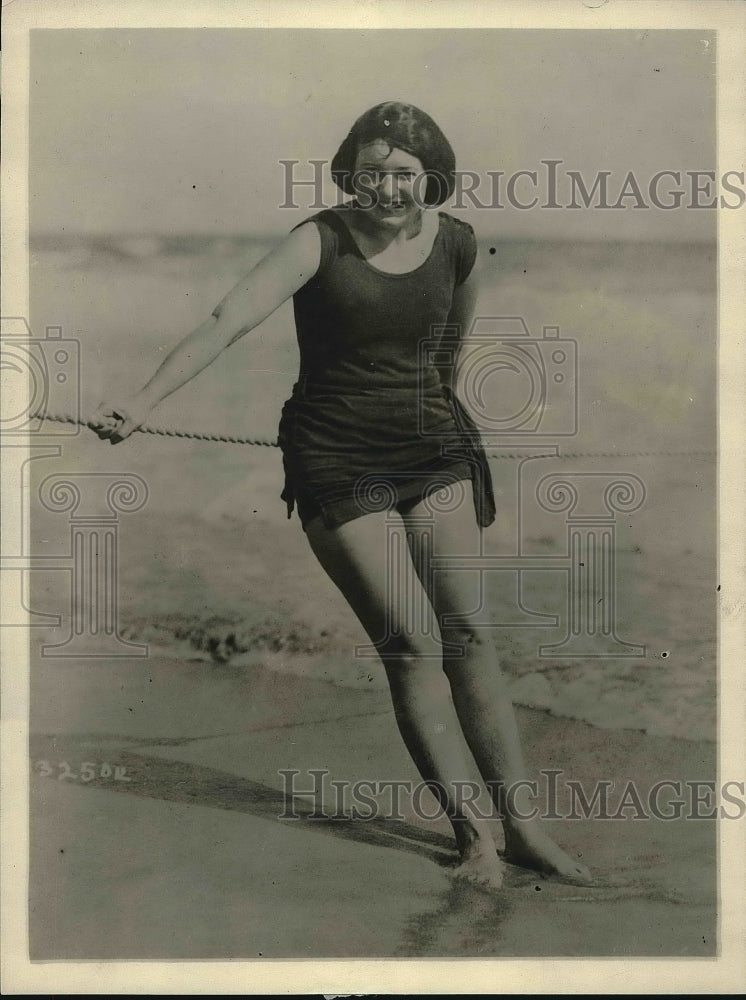 1923 Miss Juanita Mattingly on beach in Miami FL  - Historic Images