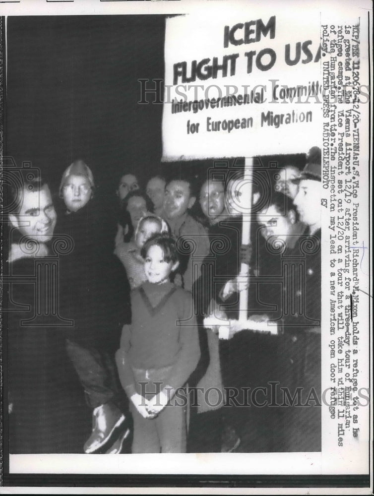 1956 Vice President Richard M. Nixon at Hungarian Refugee Camp - Historic Images