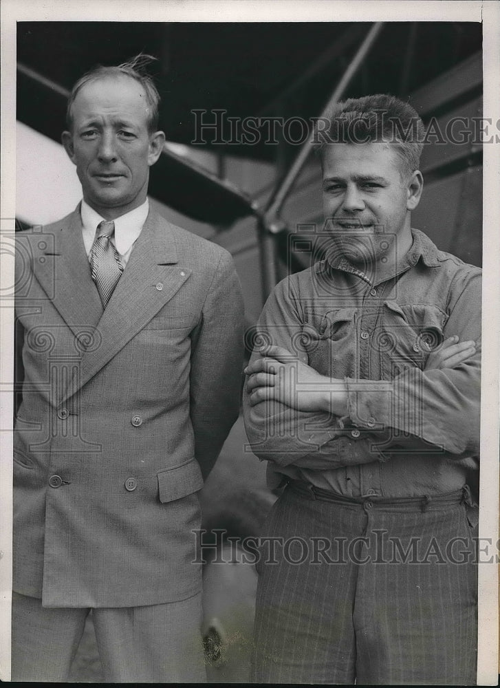 1939 Endurance Pilots William Solberg and Homer Seavey with Plane - Historic Images