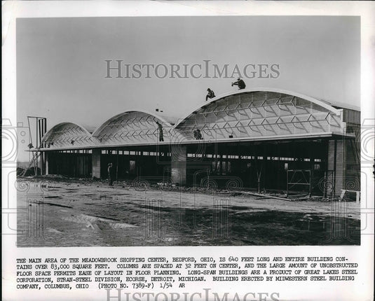 1954 Construction of Meadowbrook shopping center in Bedford, Ohio - Historic Images