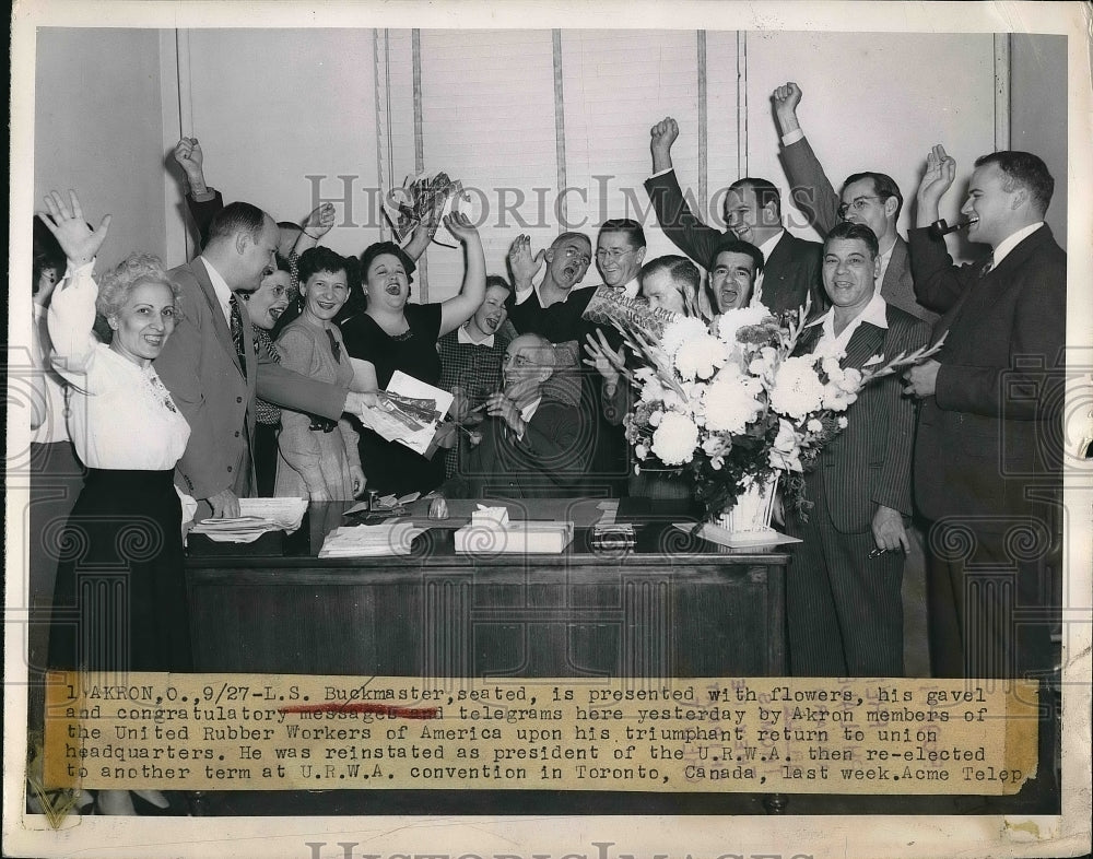 1949 Press Photo LS Buckmaster,president of URWA union - nea97024 - Historic Images