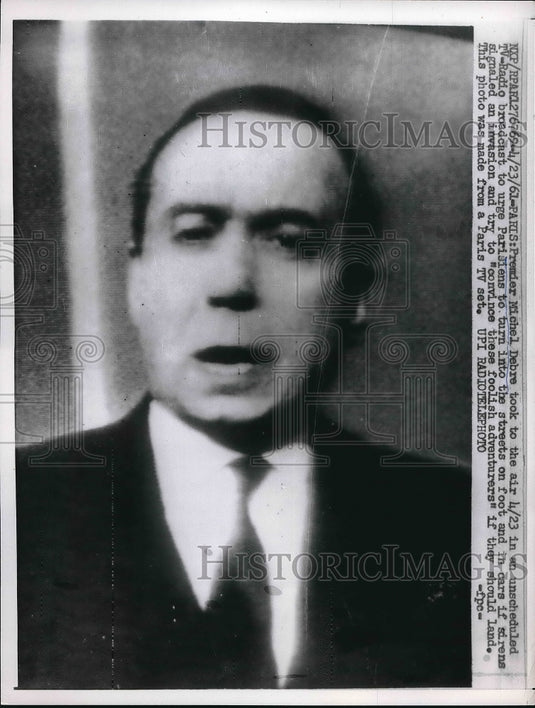 1961 Press Photo Premier Michel Debre Doing TV-Radio Broadcast for Parisians-Historic Images
