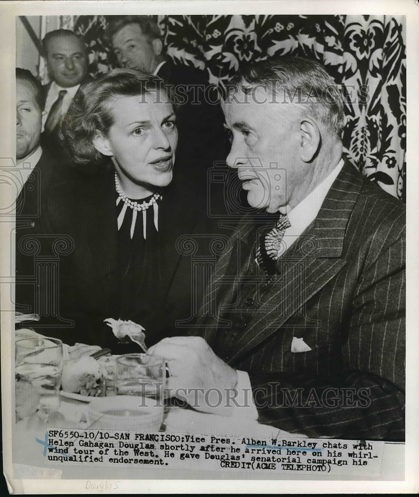 1950 Press Photo VP Alben Barkley &amp; Helen G Douglas - nea97265 - Historic Images