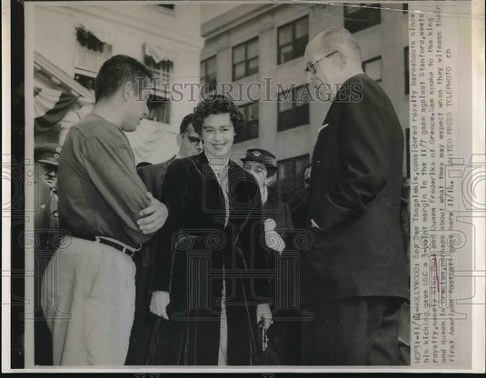 1953 Press Photo Sam Tsagalakis King Paul Standford Game - Historic Images