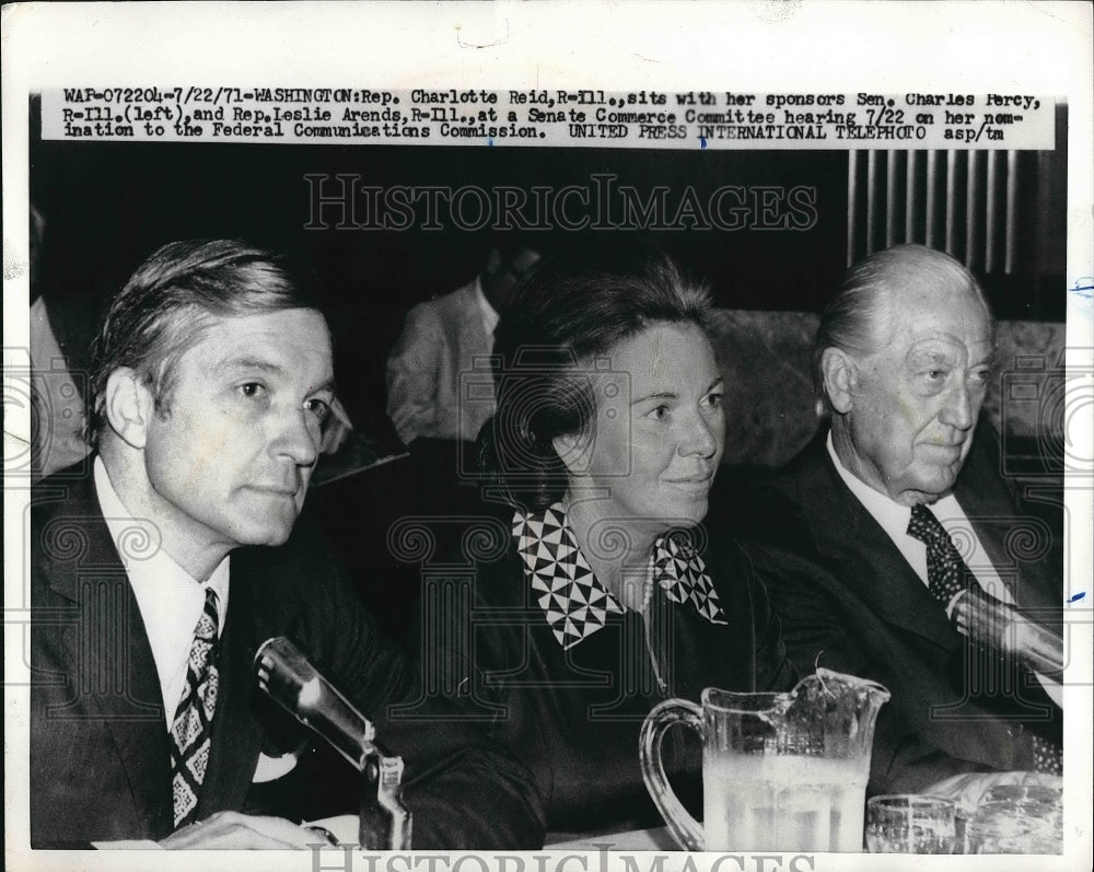 1971 Press Photo Rep. Charlotte Reid, Sen Charles Percy,Rep Leslie Arends-Historic Images