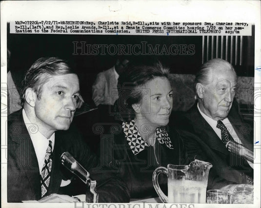 1971 Press Photo Rep. Charlotte Reid, Sen Charles Percy,Rep Leslie Arends-Historic Images