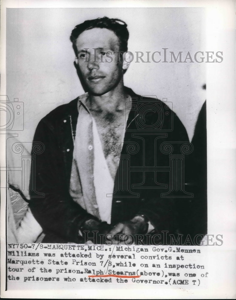 1933 Press Photo Ralph Stearns one of attackers of Michigan Gov. G. Mennen at - Historic Images