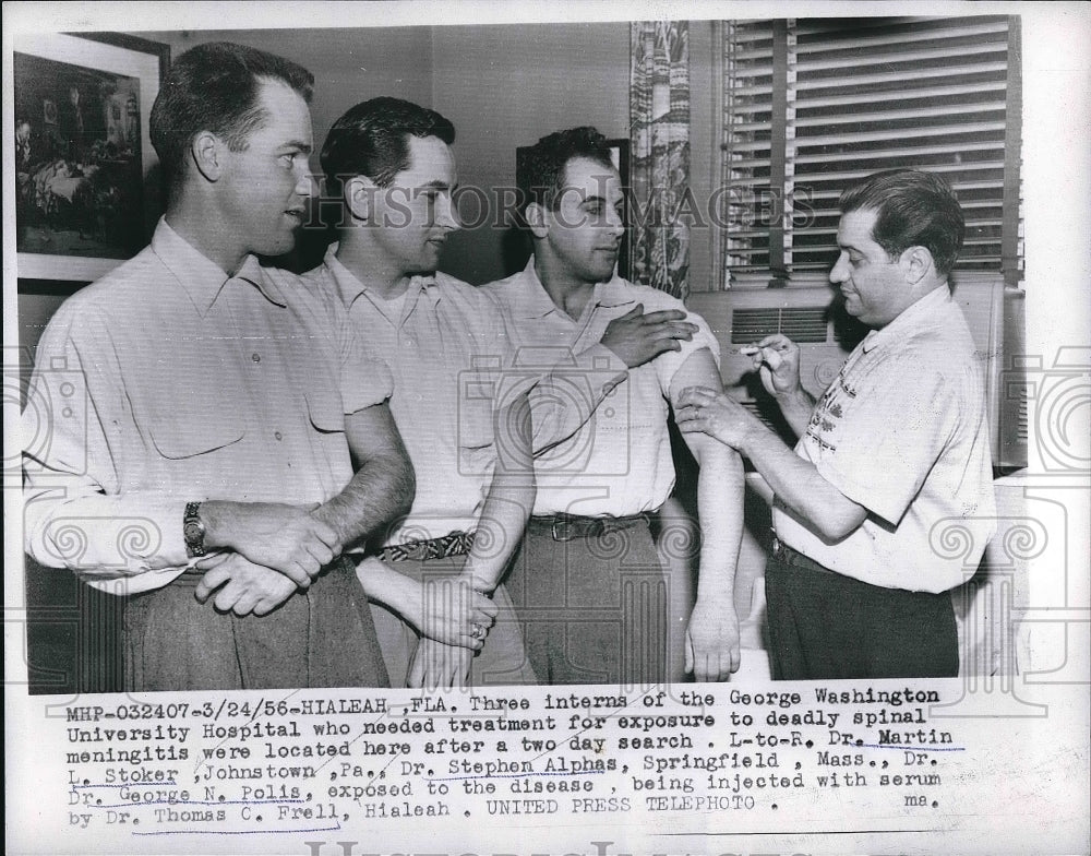 1956 Press Photo GW Univ Hospital Dr S Alphas, G Polis, TC Frell, ML Stoker - Historic Images