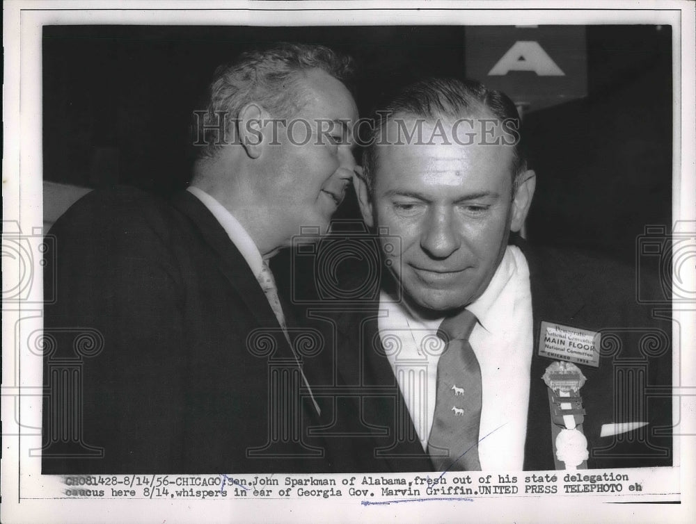 1956 Press Photo Senator John Sparkman and George Governor Marvin Griffin - Historic Images