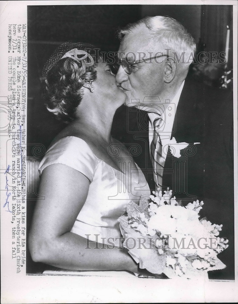 1955 Representative Usher Burdick &amp; New Bride  - Historic Images