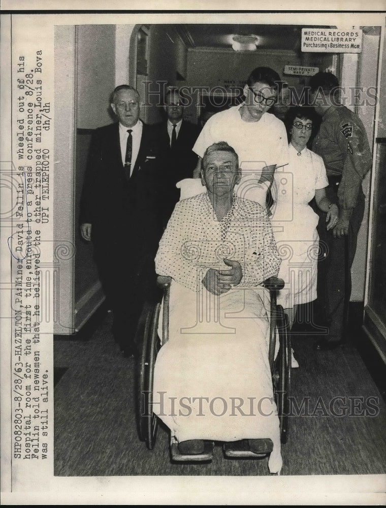 1963 Trapped Miner David Fellin Wheeled out of Hospital Room - Historic Images