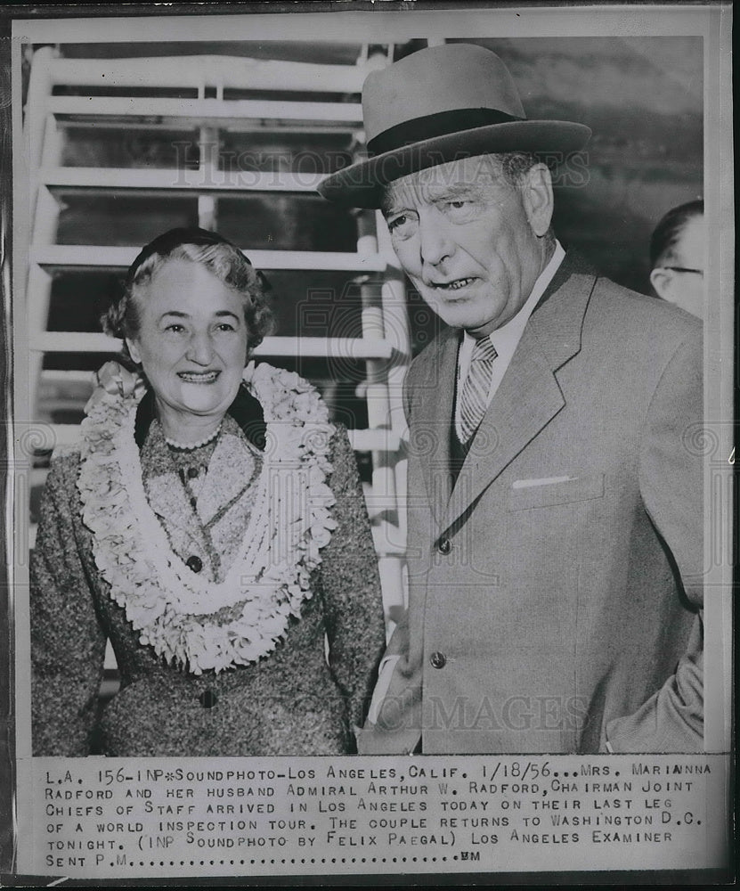 1956 Marianna Radford & Admiral Arthur Radman on Inspection Tour - Historic Images