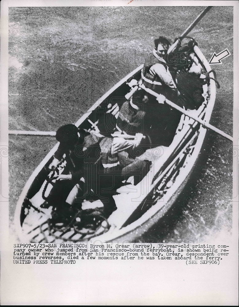 1954 suicidal Byron Orear rescued from San Francisco Bay, died later - Historic Images