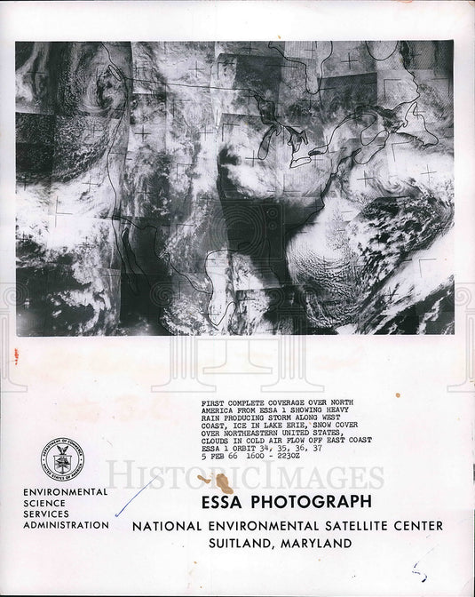 1966 A satellite photo of rain storm along US west coast  - Historic Images