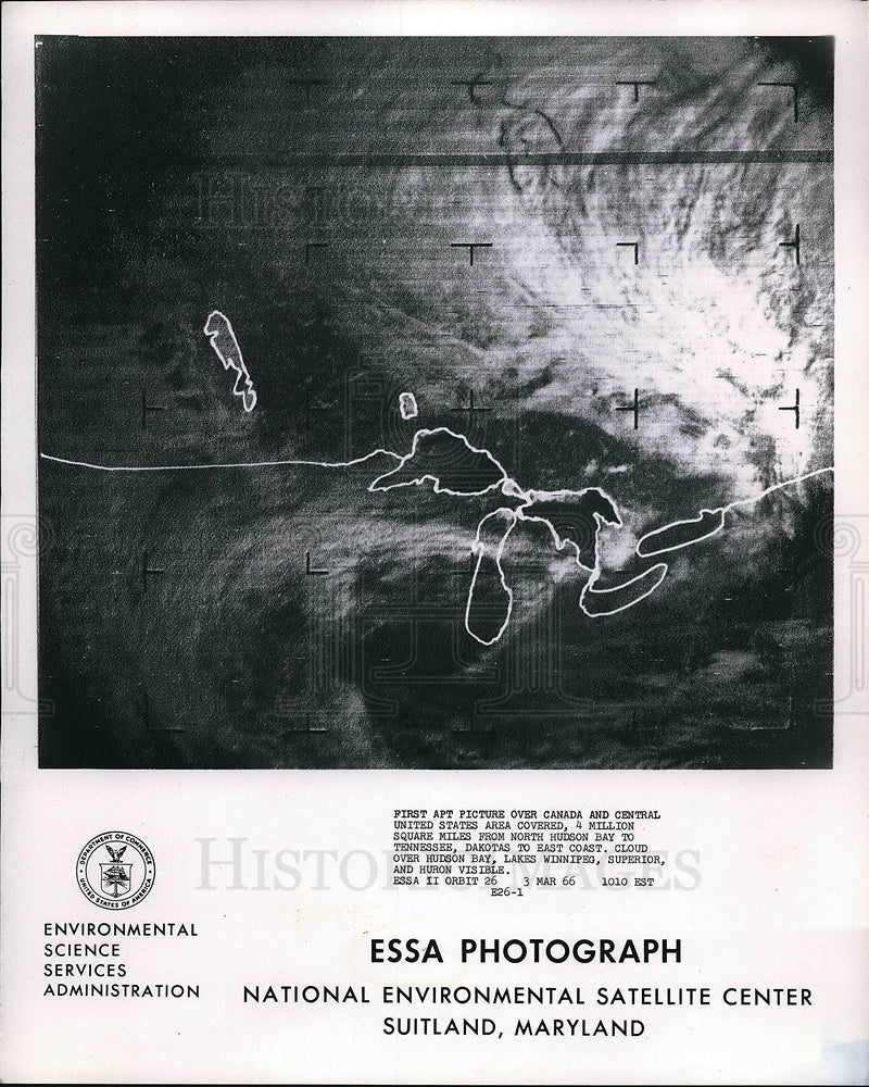 1966 Press Photo Satellite photo of Canada &amp; Us weather - nea98225 - Historic Images