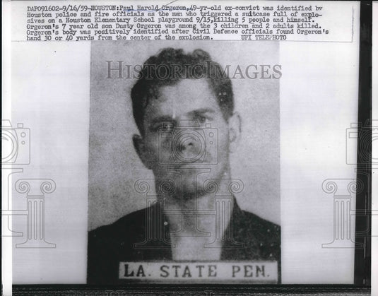 1959 Press Photo Houston, Tx Paul Harold Orgeron, set off explosion at a school-Historic Images