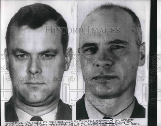 1956 Castle AFB in Calif. Maj Ben Ostlind & plane crash survivor - Historic Images