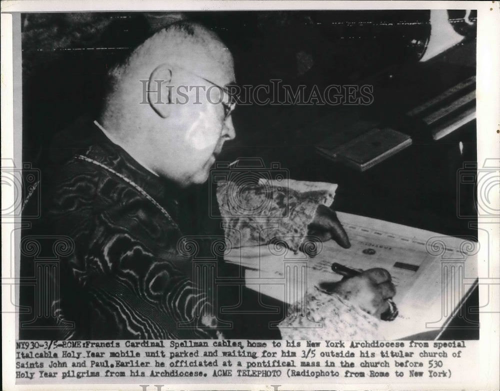 1950 Francis Cardinal Spellman New York Archbishop  - Historic Images