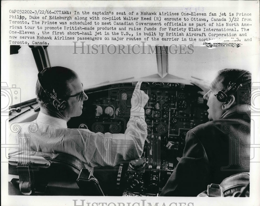 1966 Press Photo Prince Philip with Walter Reed en route to Toronto - nea98583 - Historic Images