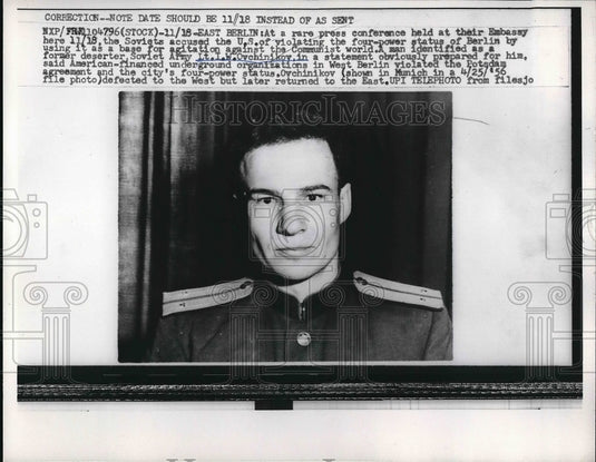 1958 Press Photo At Press Conference Soviets Accuse US of Violations To Berlin - Historic Images