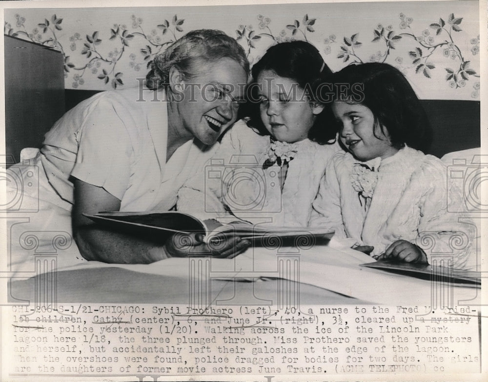 1948 Nurse Sybil Prothero Saves Friedlob Children Cathy &amp; June - Historic Images