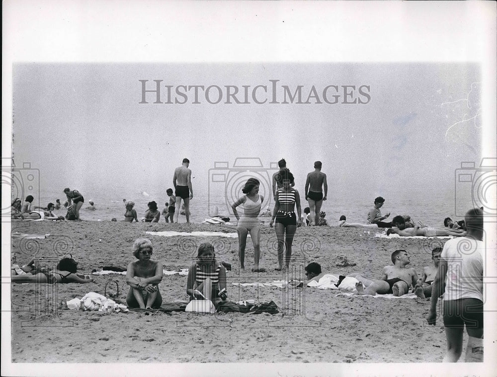 1964 People Enjoying the Beach at Headlands State Park, Mentor, Ohio - Historic Images