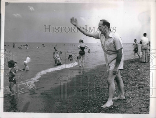 1956 John Gervas Enjoying Beach at Headland State Park  - Historic Images