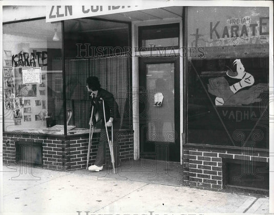 1970 Jay Parish advertising karate lessons for the Zen Combat - Historic Images