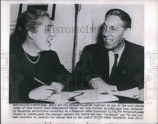 1954 Noel Field & his wife Herta after being release from captivity - Historic Images
