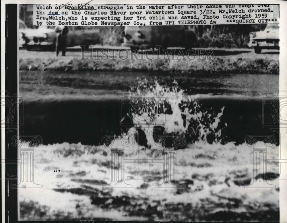 1959 Press Photo Brookline Massachusetts Flood - Historic Images