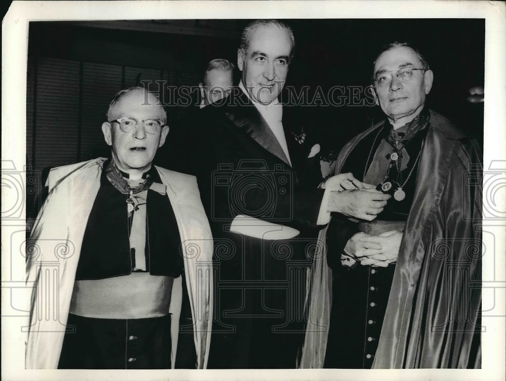 1957 Amb. De Areilza of Spain, Most Rev SM Metzger &amp; Msgr LE Gaynor - Historic Images