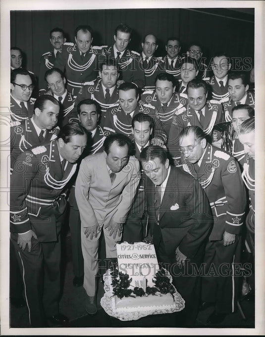 Press Photo Bandleader Paul Lavalle with Group Celebrating NBC Radio 25 Years - Historic Images