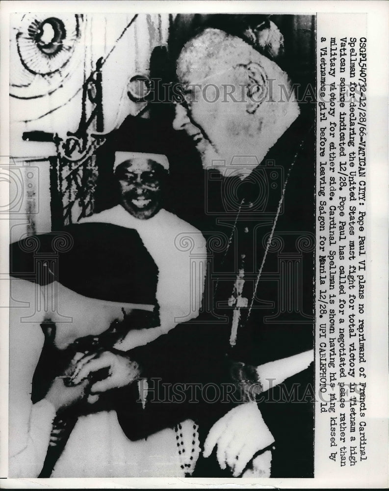 1966 Pope Paul VI plans no reprimand of Francis Cardinal Spellman - Historic Images