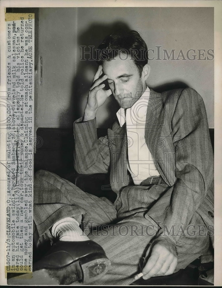 1947 Press Photo Bernard Samberg Arrested Swindling - nea99497 - Historic Images