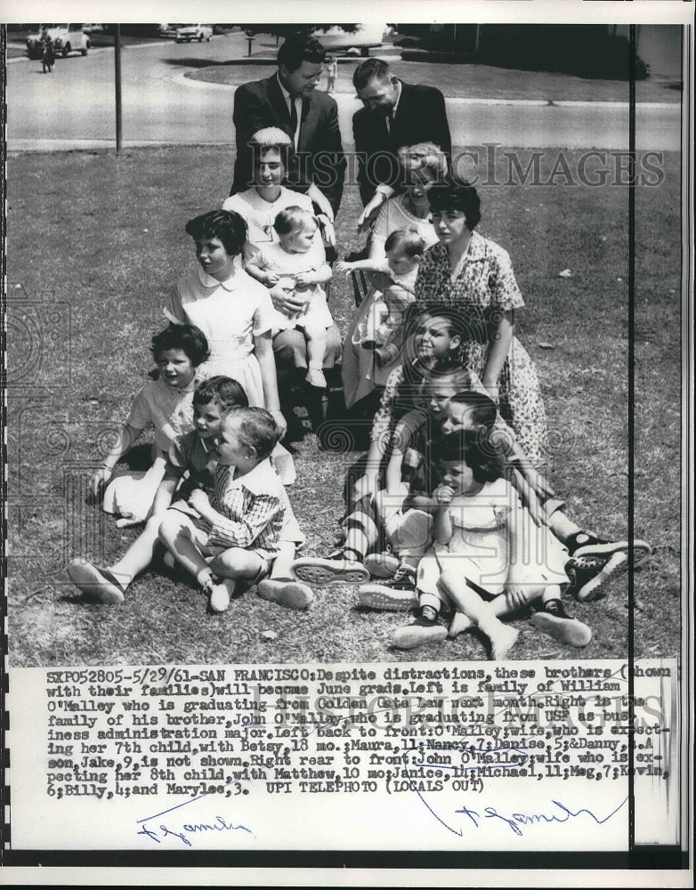 1961 Press Photo Family of William O&#39;Malley,his wife, Betsy, Maura, Nancy,-Historic Images