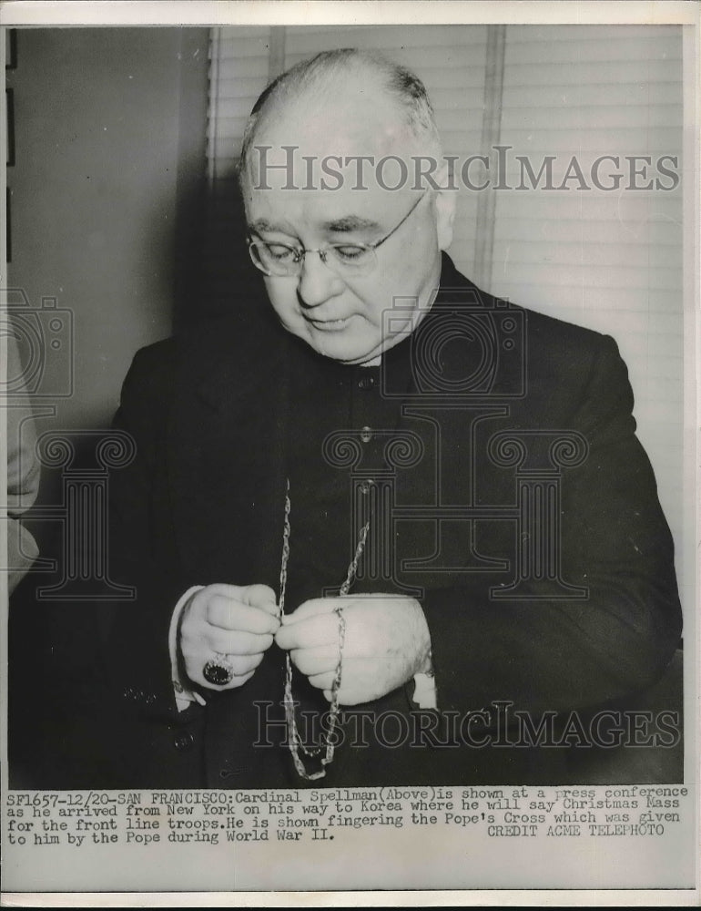 1951 Press Photo Cardinal Spellman at Press Conference In New York - nea99681 - Historic Images
