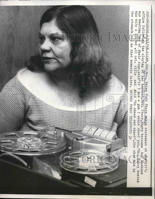 1958 Helen Ruth Stacy Making Statement About Husband's Murder - Historic Images