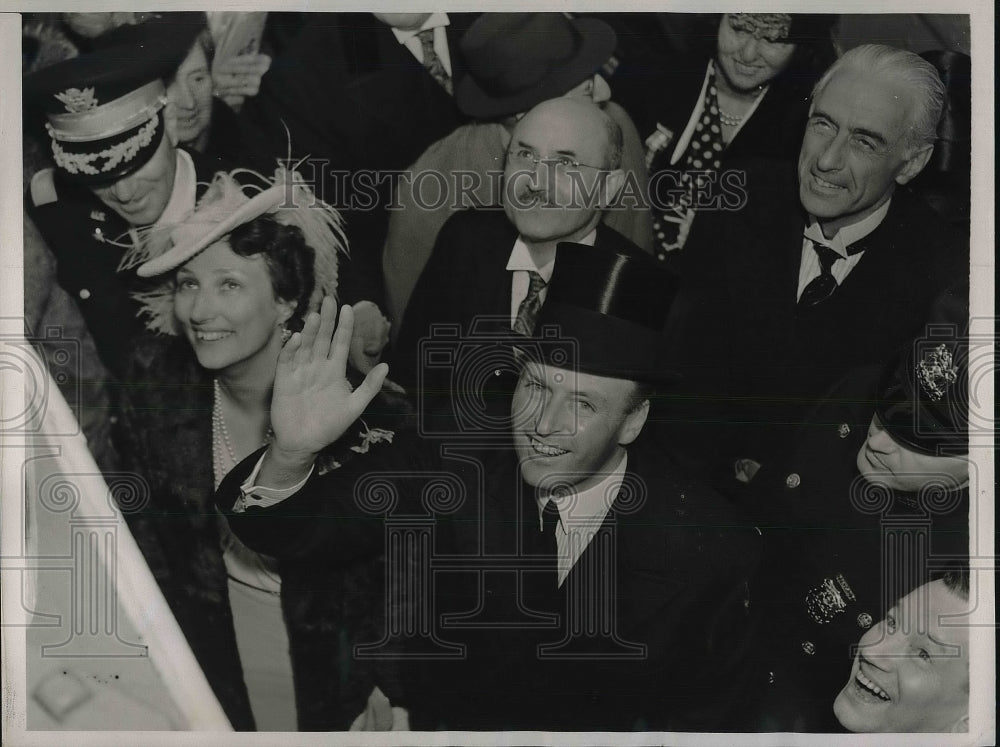 1939 Press Photo Crown Prince Olav &amp; Princess Martha of Norway in NYC - Historic Images