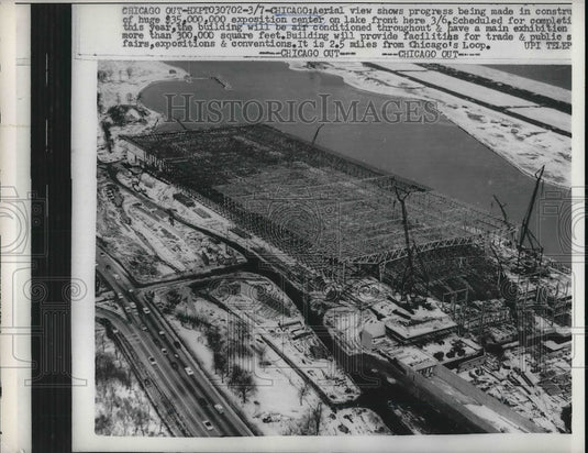 1960 Press Photo Aerial View, Construction of Exposition Center, Chicago - Historic Images
